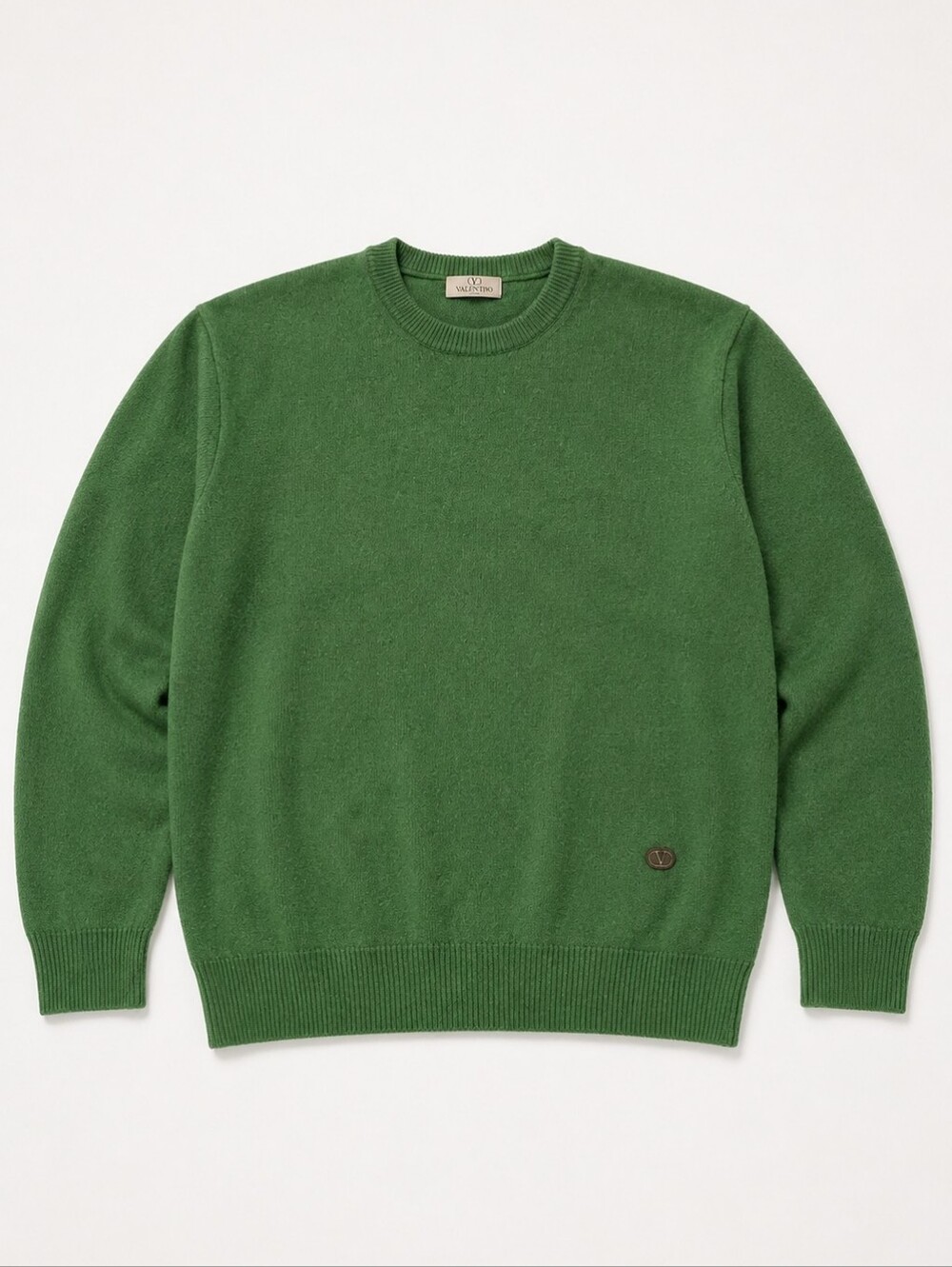 Valentino Studio VTG Vintage Men’s Green Crewneck Sweater Pure New Wool XL/XXL